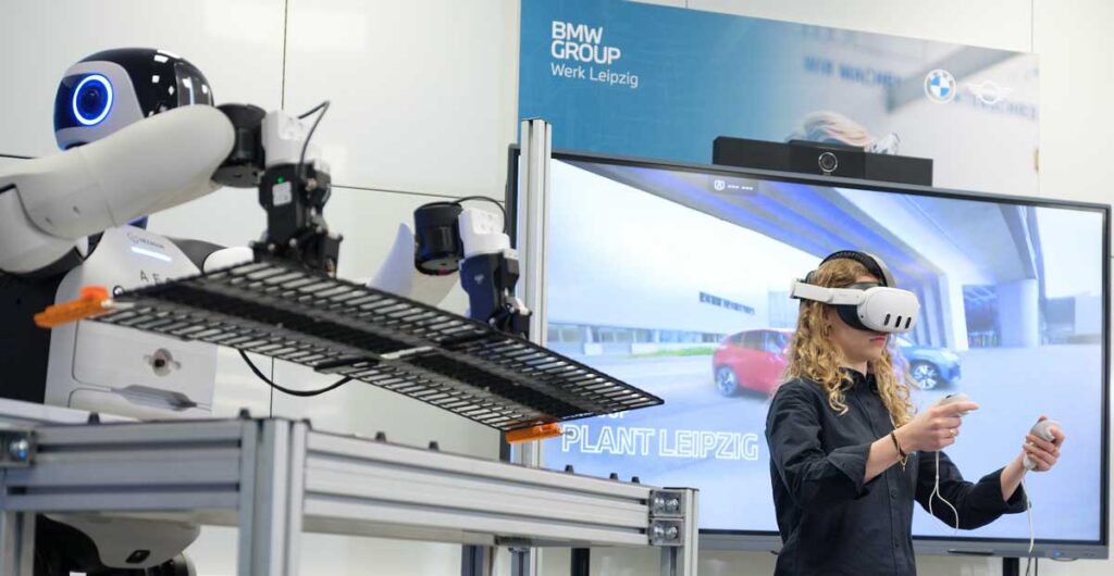 Girl operating the AEON robot